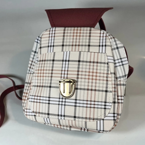 Mini Backpack Crossbody Bag For Girl Plaid Women Shoulder Bag - Picture 4 of 6